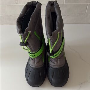 Sorel Gray and Green Rain & Snow Boots with Waterproof Design